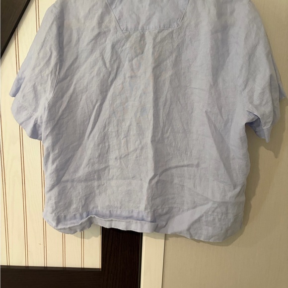 Quince 100% European Linen Short Sleeve Shirt Light Blue Size Med Cool Light - Picture 5 of 8